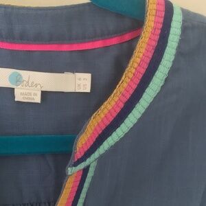 Boden Clea Embroidered Blouse Size 2 XS Medium Blue Pink Yellow Turquoise, New